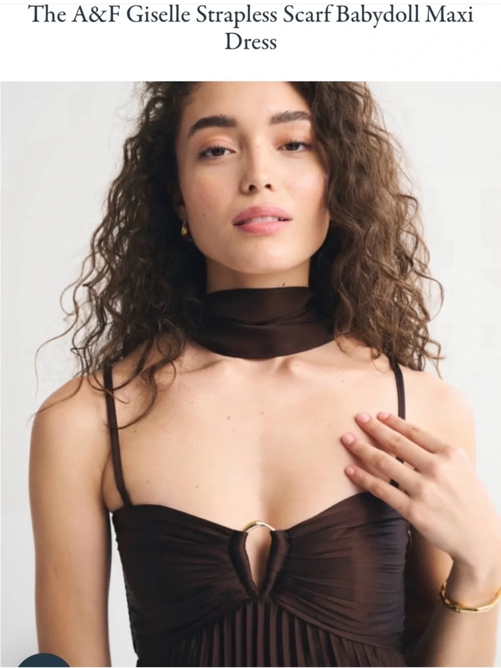 Abercrombie Strapless Pleated Maxi Dress in Dark Brown